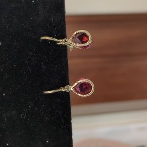 Red Floating Crystal Earrings